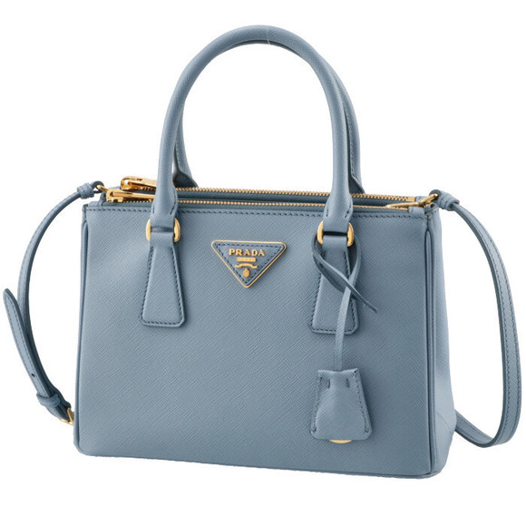 Prada Handbags - Prada Saffiano Tote Mini Galleria Blue Bag